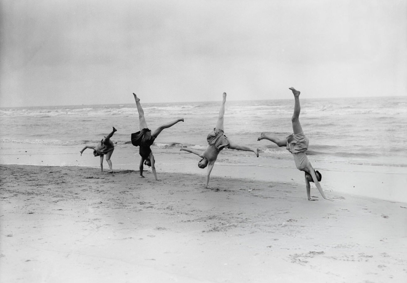 Margaret Morris Dancers Exercising On Saint-Idesbald Beach, Belgium, 1929.
