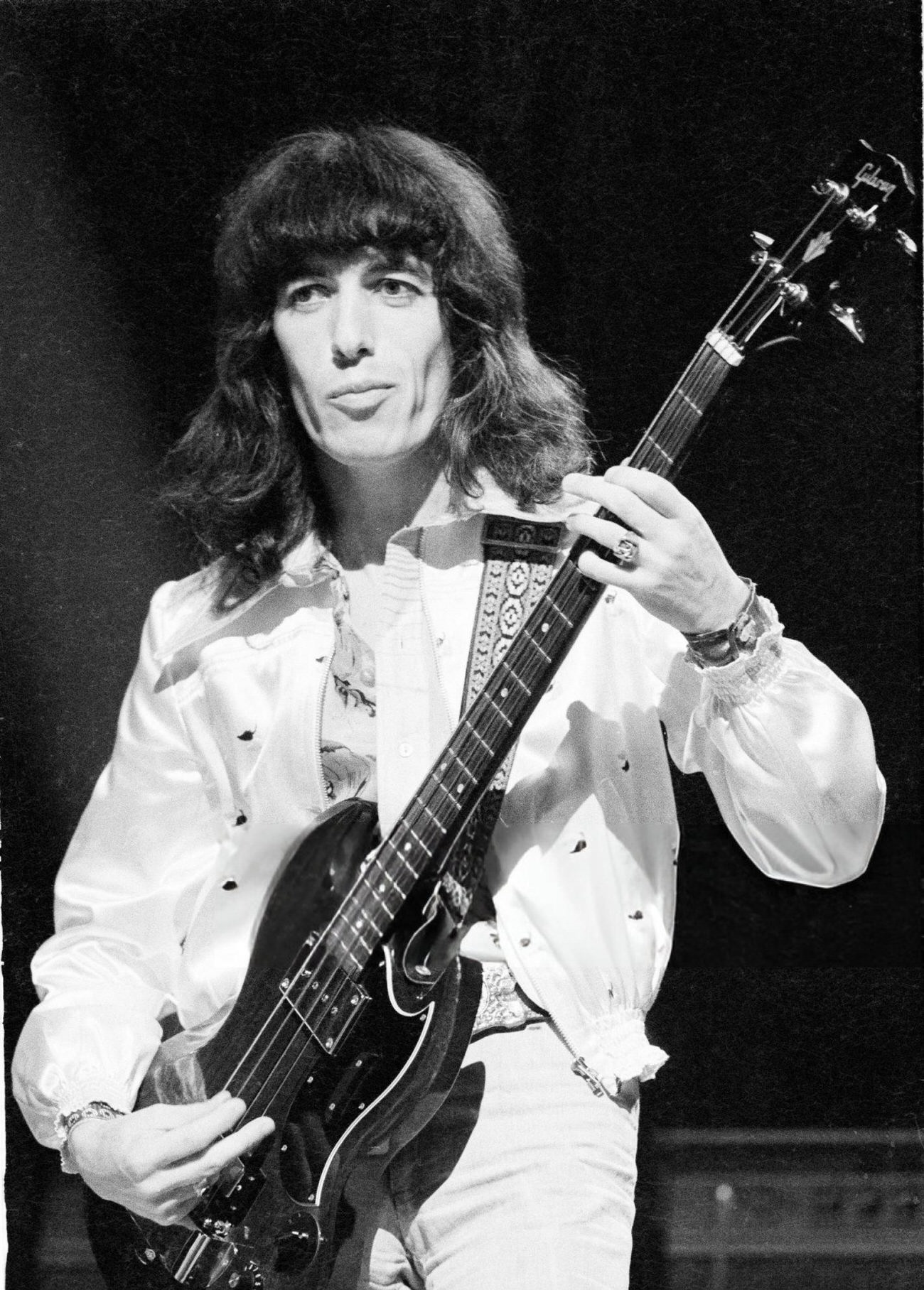 Bill Wyman Performing Onstage At The Stadthalle, Vienna, During The Rolling Stones' 1973 European Tour.