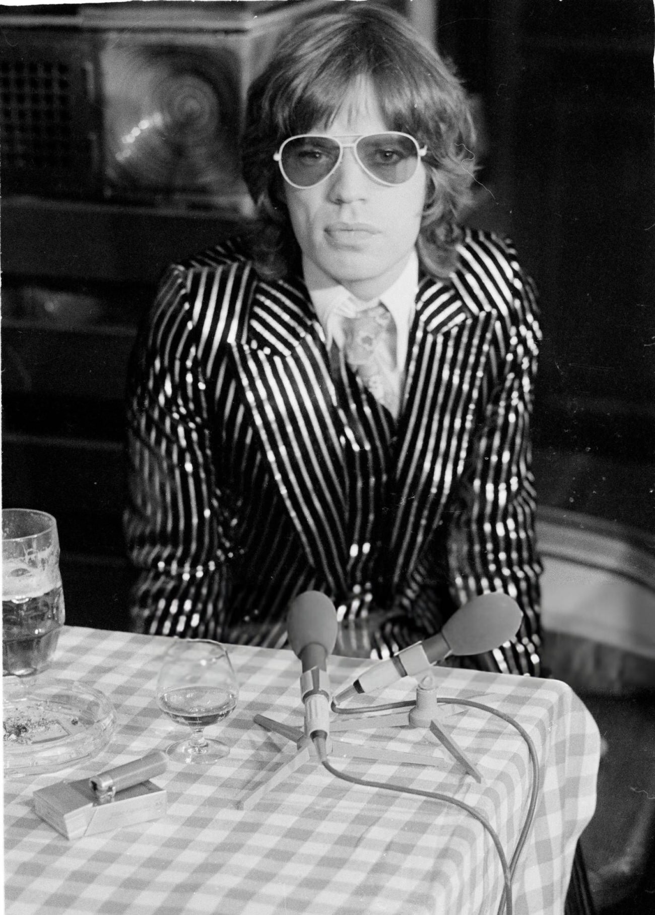 Mick Jagger At A Press Conference During The Rolling Stones' 1973 European Tour.