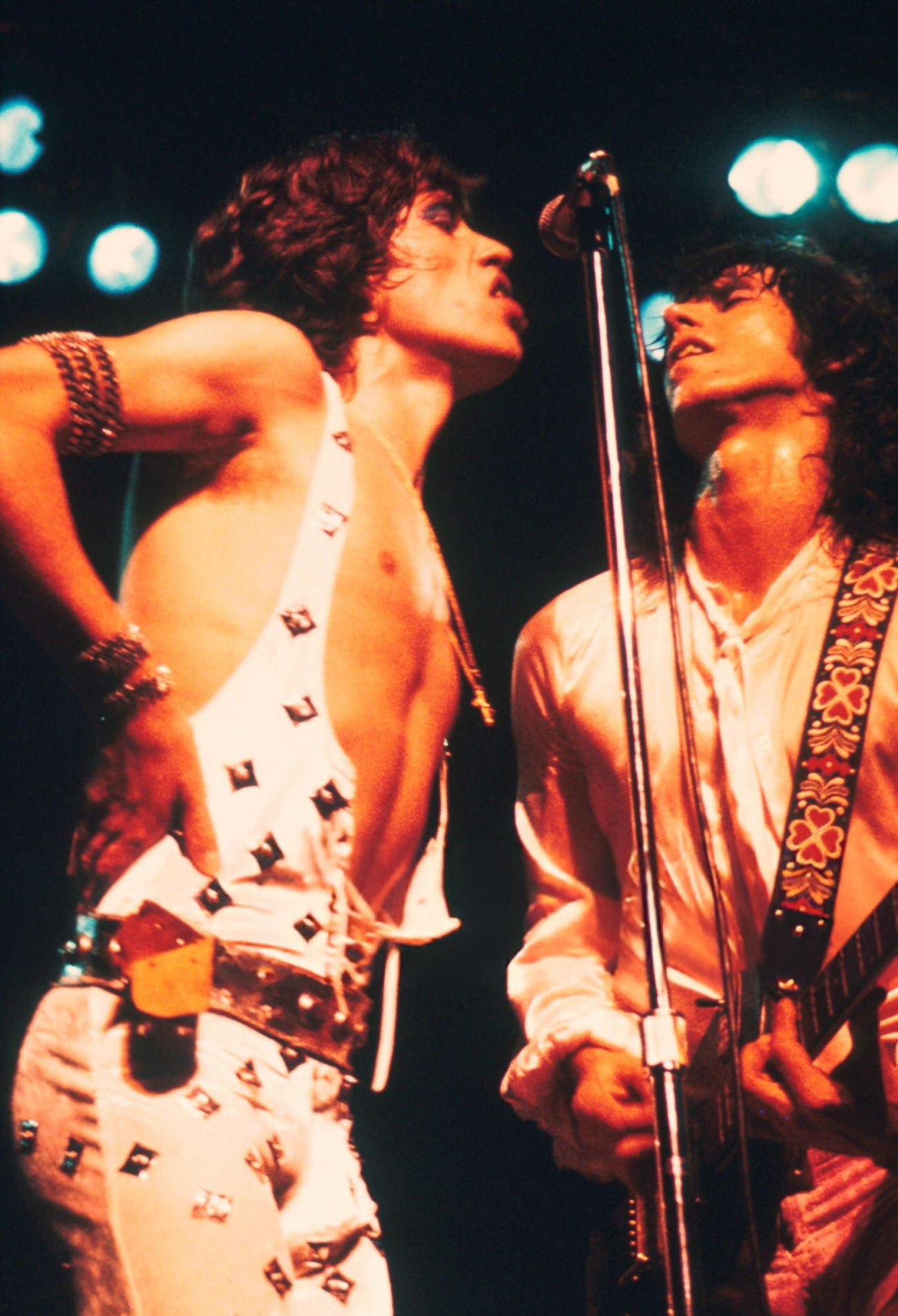 Mick Jagger And Keith Richards Of The Rolling Stones Performing Onstage During Their 1973 European Tour.