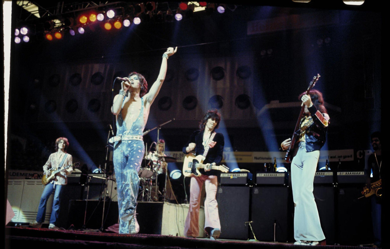 The Rolling Stones Performing Live At Ahoy, Rotterdam, During Their 1973 European Tour.