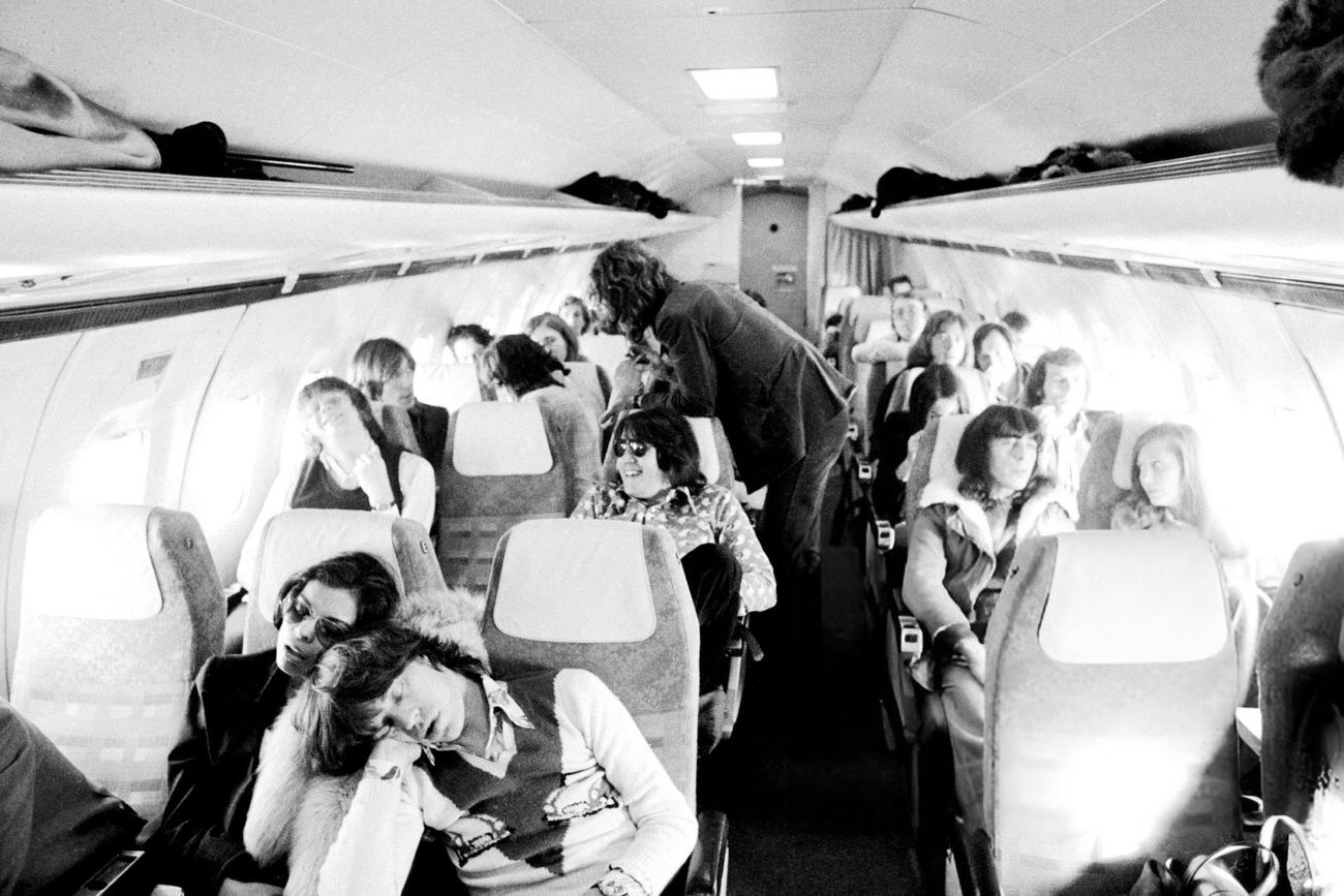 Mick And Bianca Jagger Asleep After The Rolling Stones' European Tour Party In Berlin.