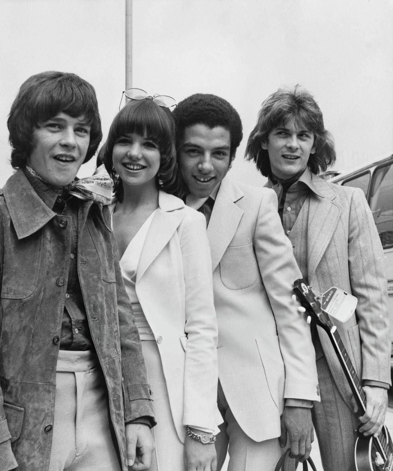 Four &Amp;Quot;Bugaloos&Amp;Quot; Singers Leaving London Airport For America, 1970