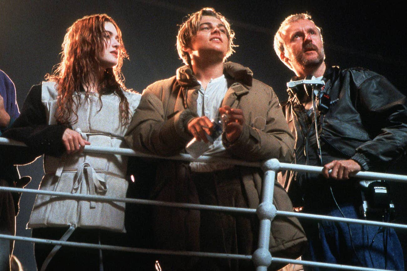 Winslet, Dicaprio, And Cameron On The Titanic Set