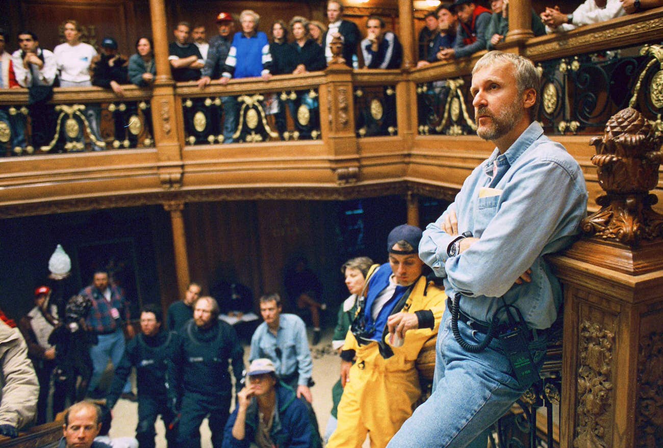 Cameron And The Crew On The Titanic Set