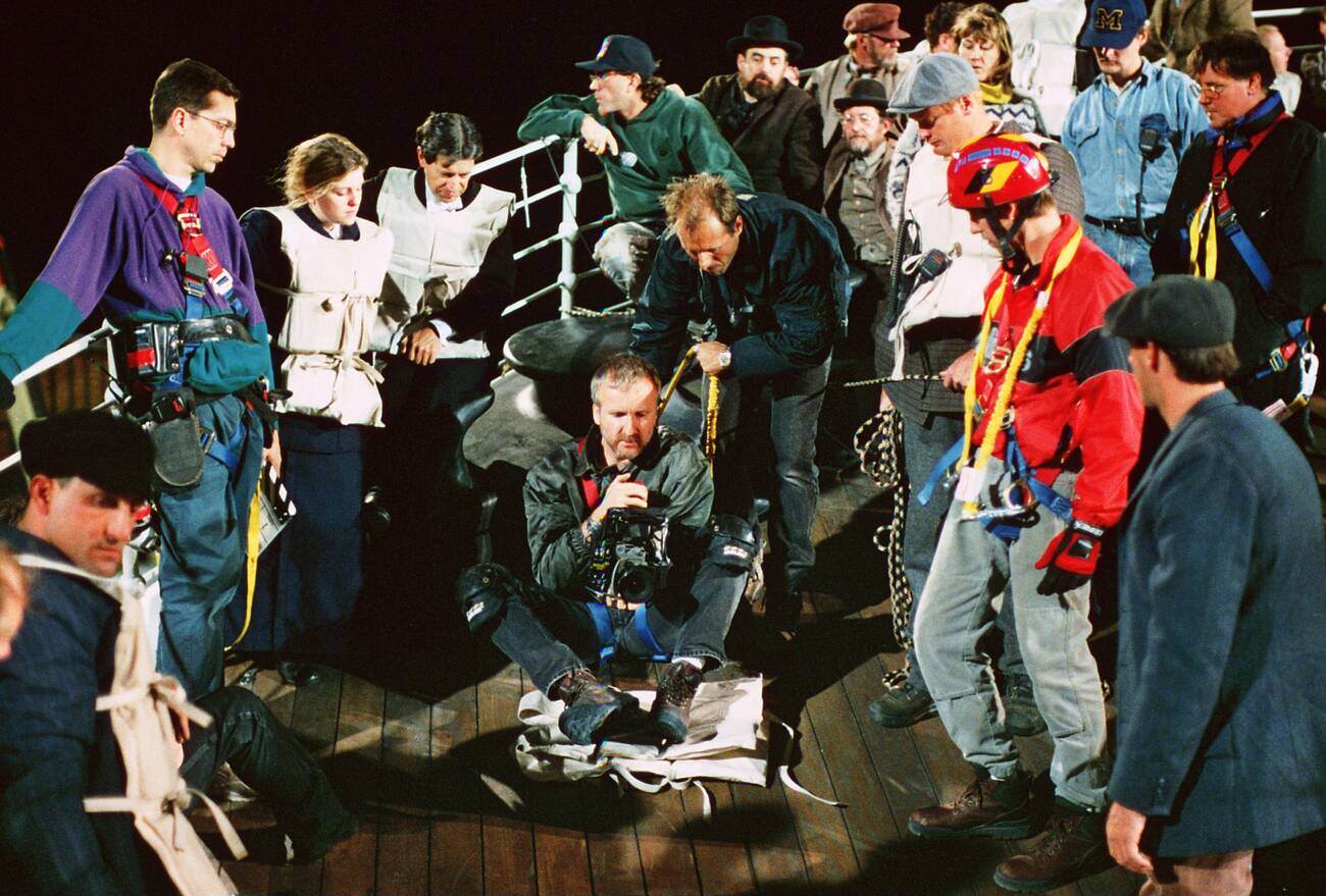 James Cameron Behind The Camera On The Set Of Titanic, 1997