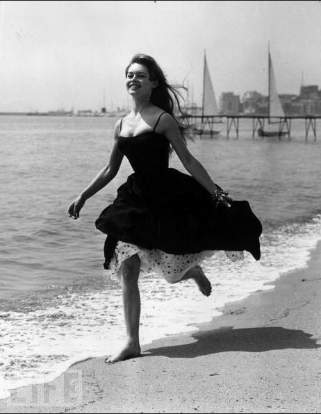 Brigitte Bardot Runs Barefoot On The Sands At Cannes, 1956.