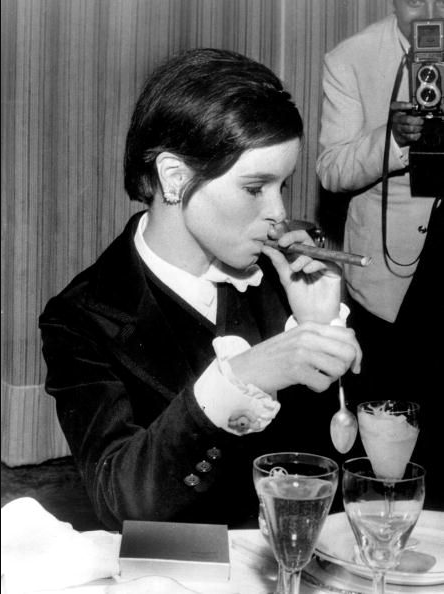 Geraldine Chaplin Smokes A Cigar At The Cannes Film Festival, 1967.