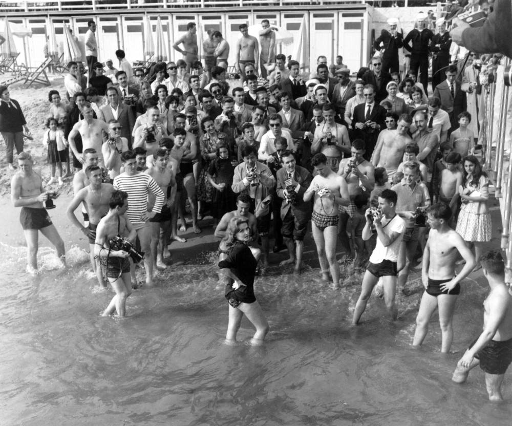 Irish Starlet Didi Sullivan Posed On The Edge Of The Mediterranean For Photographers At Cannes Film Festival, 1959.