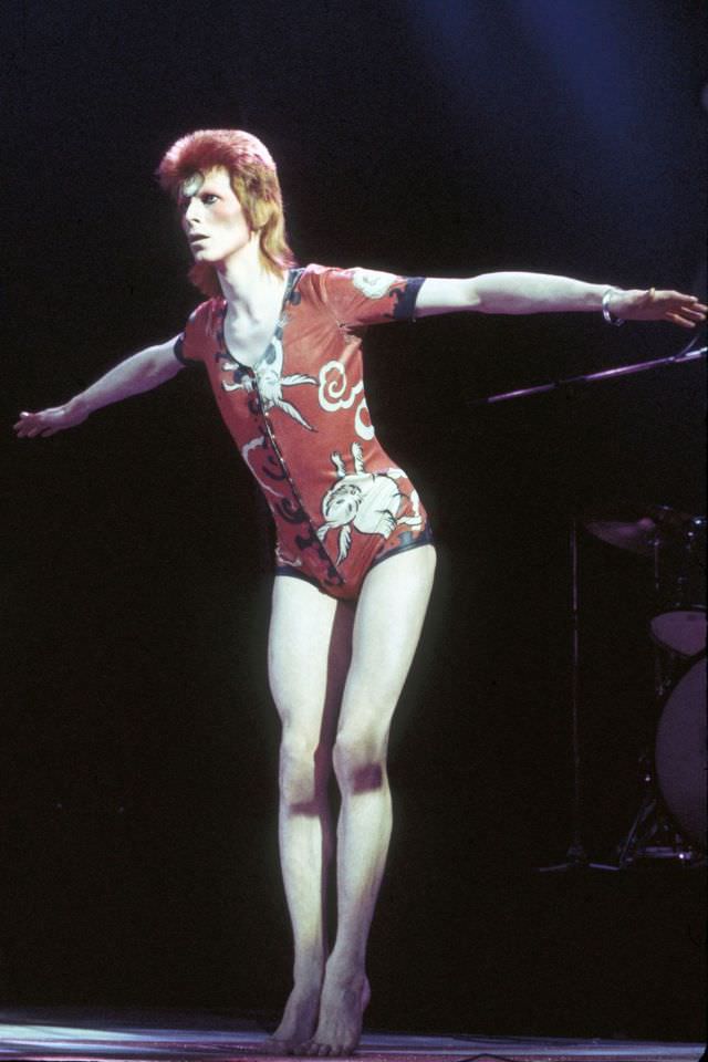 In A Kansai Yamamoto-Designed Bodysuit Performing At The Hammersmith Odeon, 1973.