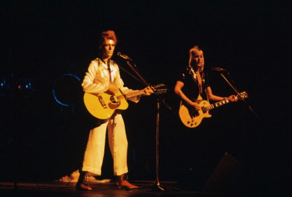 David Bowie (Ziggy Stardust) With Guitarist Mick Ronson At Radio City Music Hall, New York, 1973.