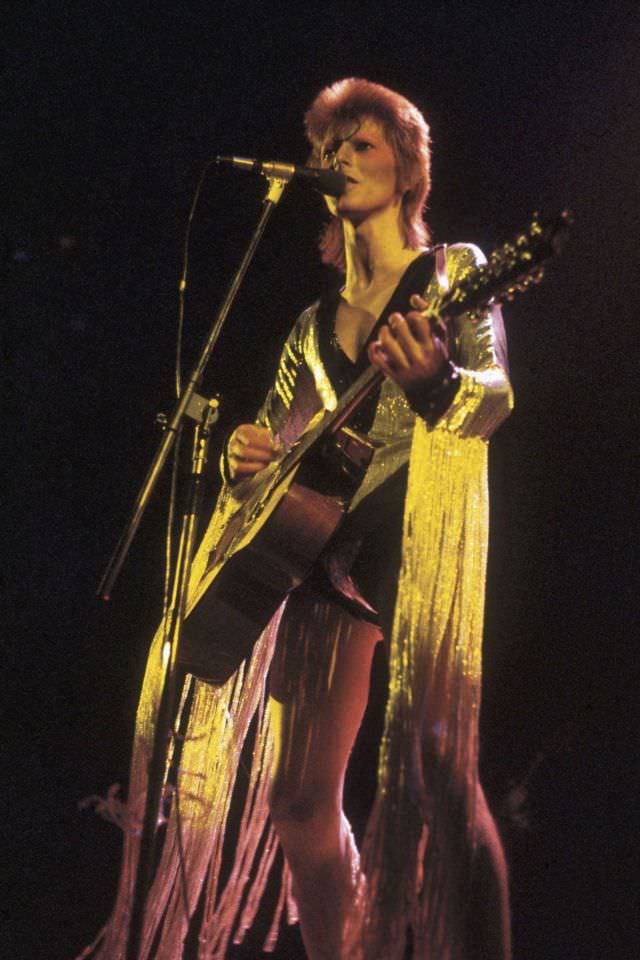 Wearing A Fringed Number Designed By Kansai Yamamoto Performing At The Hammersmith Odeon, 1973.