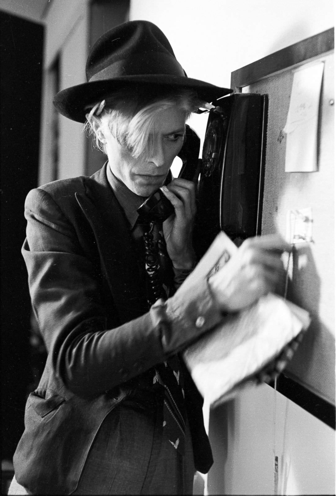Bowie In Character On The Telephone In Los Angeles, 1974.