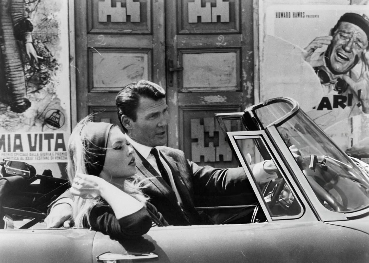 Brigitte Bardot And Jack Palance In A Car In A Scene From 'Contempt', 1963.