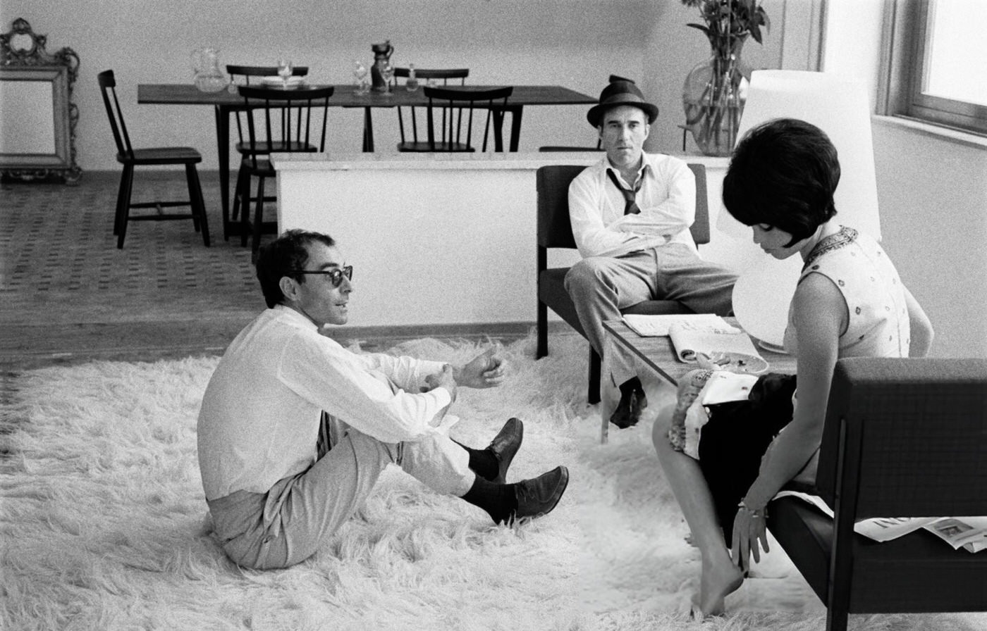 Jean-Luc Godard With Brigitte Bardot And Michel Piccoli During The Shooting Of 'Le Mépris' In Italy, 1963.