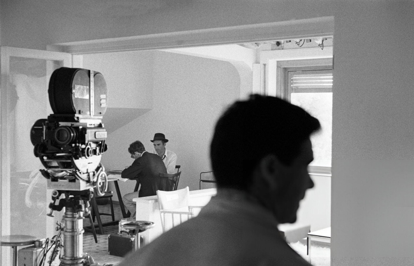 Jean-Luc Godard And Michel Piccoli During The Shooting Of 'Le Mépris' In Italy, 1963.