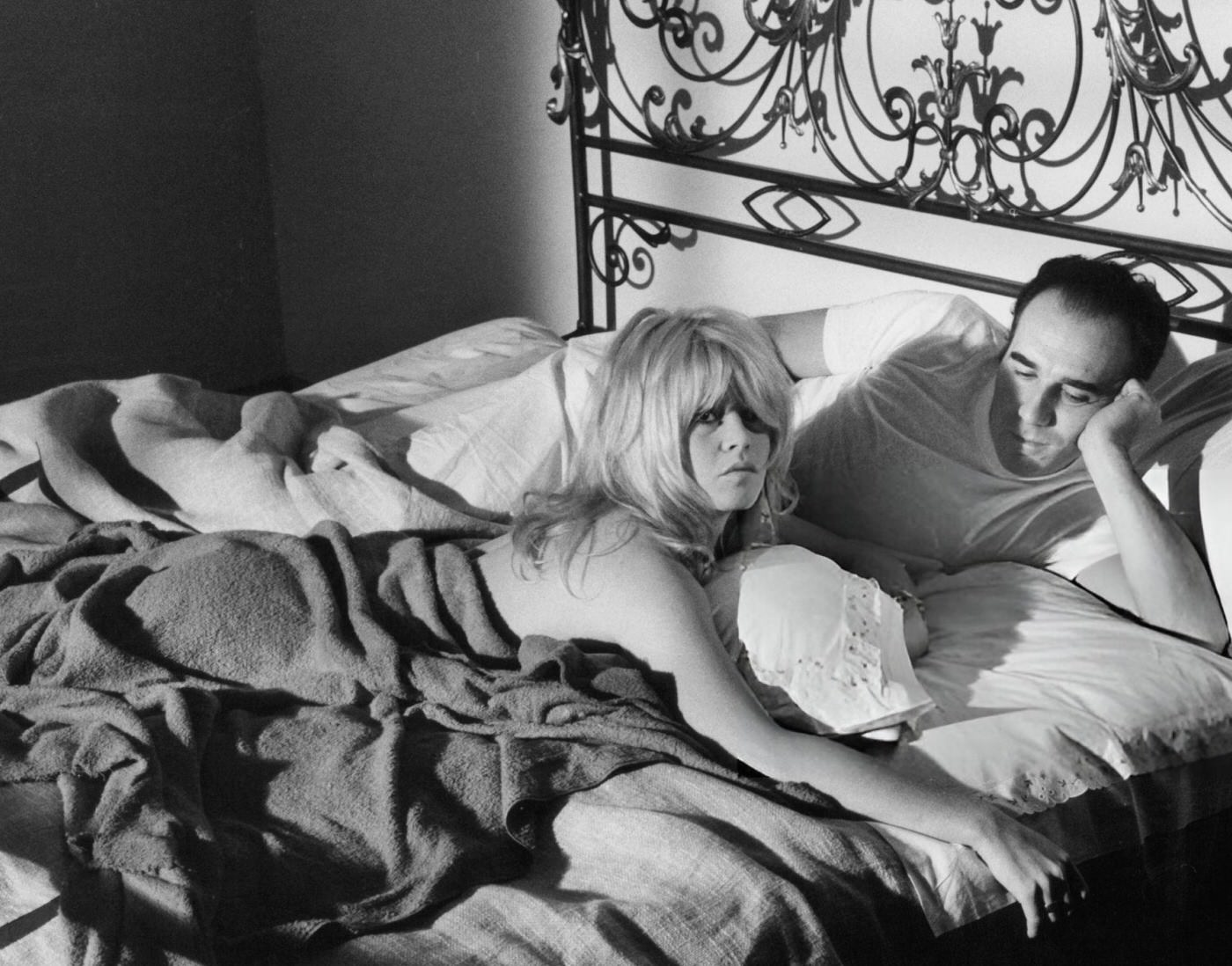 Brigitte Bardot And Michel Piccoli In Bed In A Scene From 'Contempt', 1963.