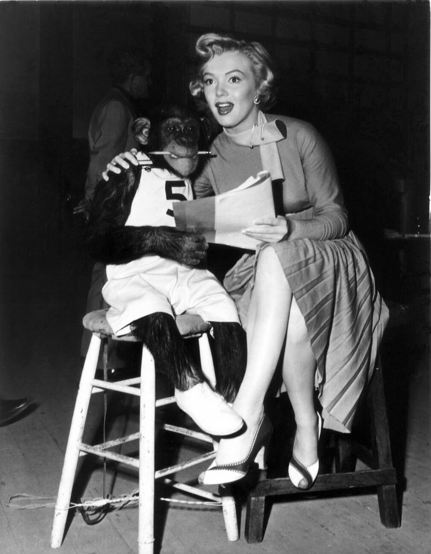 Marilyn Monroe On The Set Of 'Monkey Business', 1952.