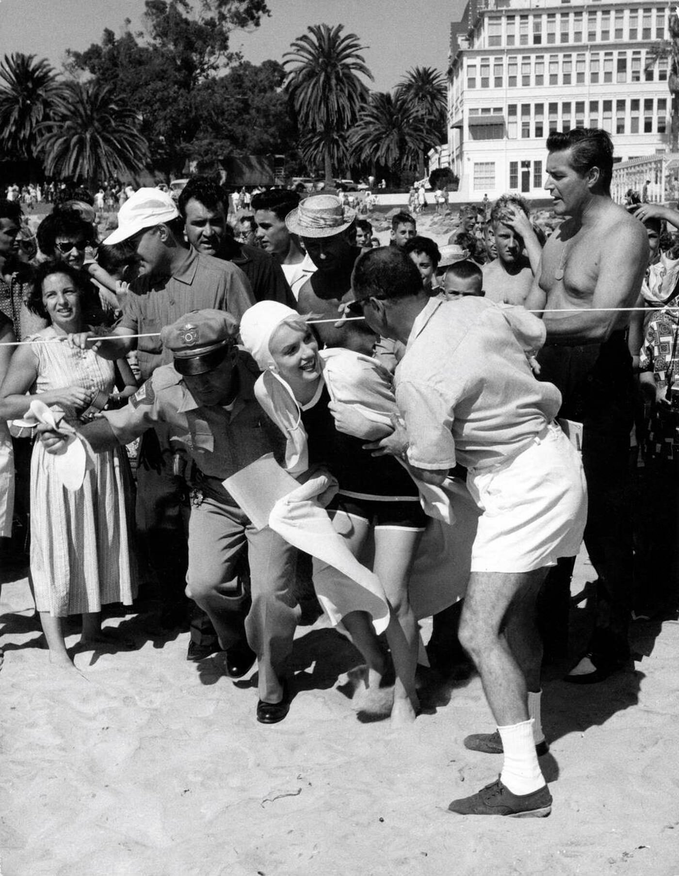 Marilyn Monroe Welcomed By Billy Wilder On Location On Coronado Beach, California During Filming Of &Amp;Quot;Some Like It Hot&Amp;Quot;, 1959.