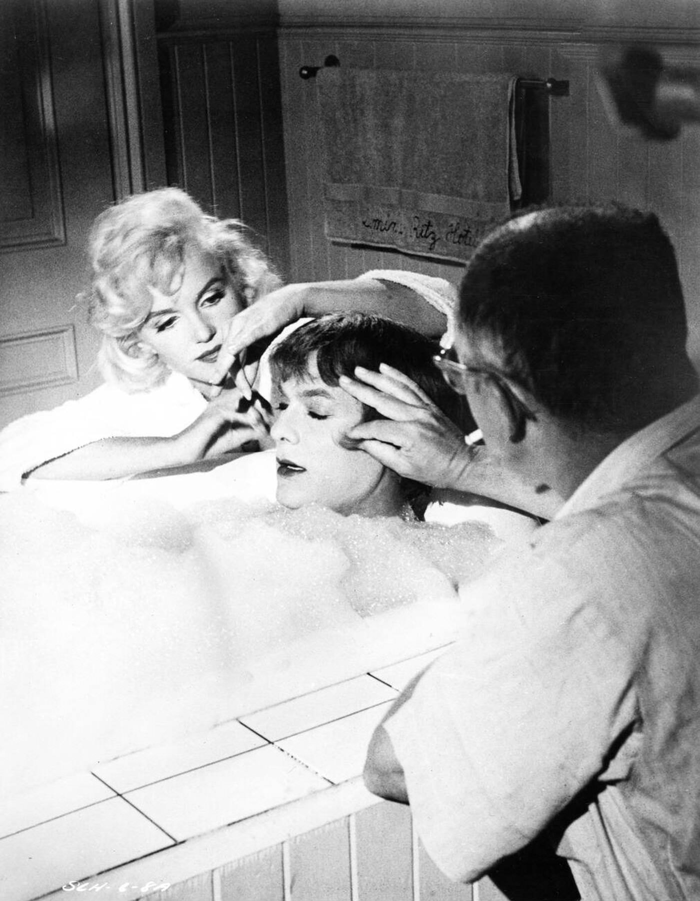 Marilyn Monroe, Tony Curtis, And Billy Wilder On Set During Filming Of &Amp;Quot;Some Like It Hot&Amp;Quot;, 1959.