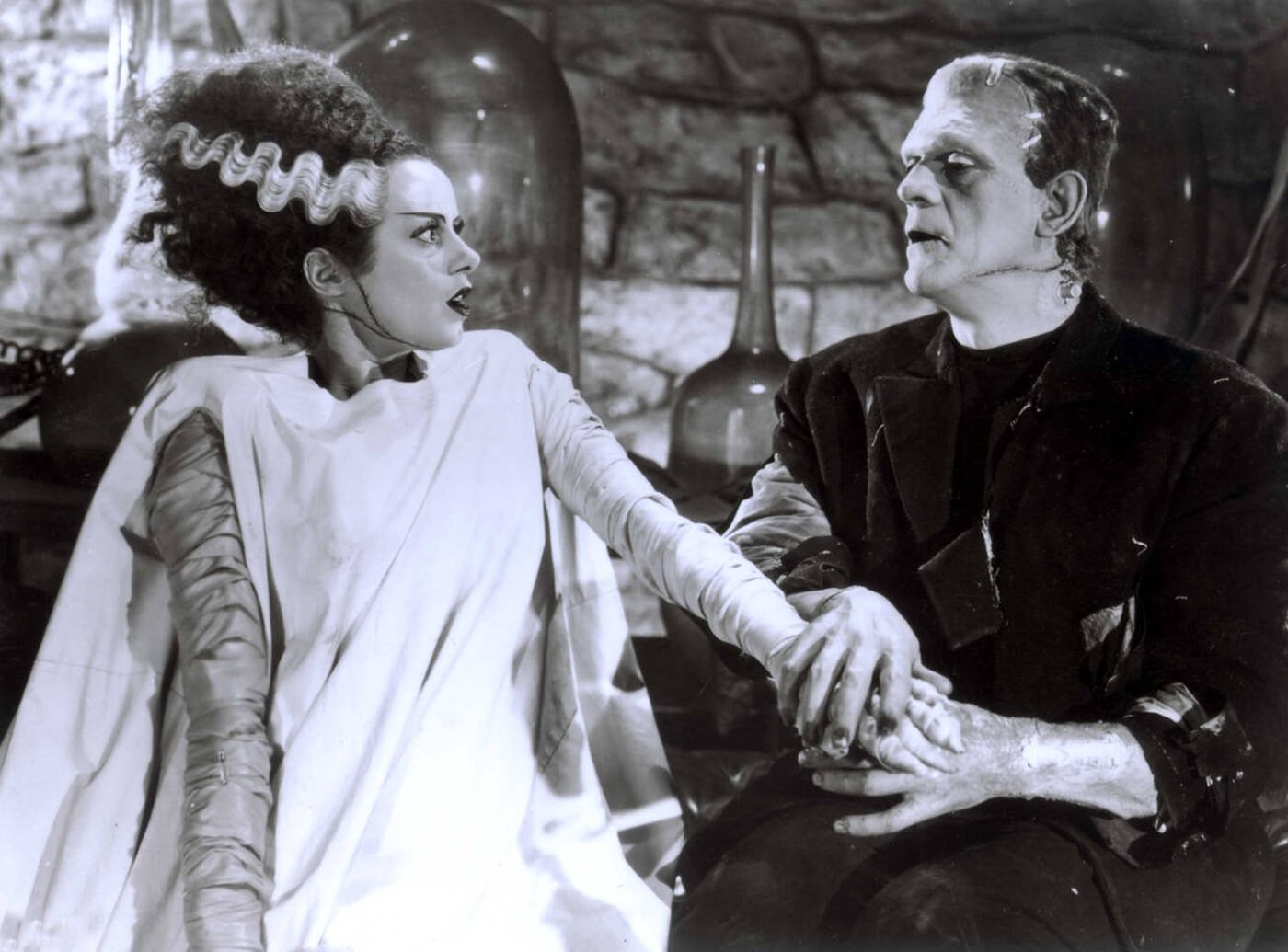 Elsa Lanchester And Boris Karloff In 'The Bride Of Frankenstein', 1935.