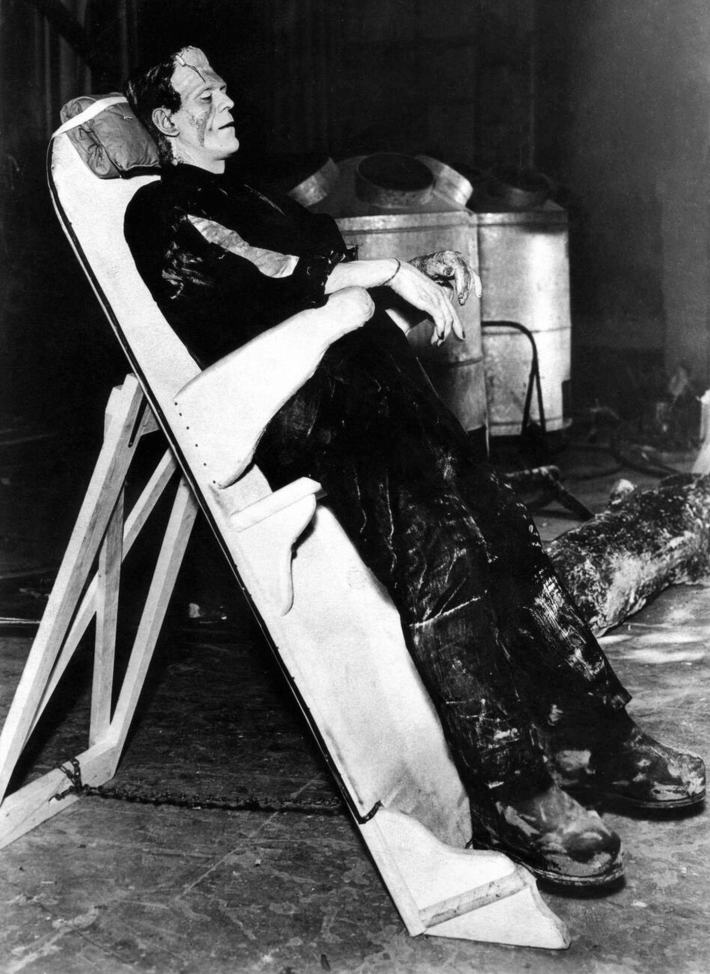 Boris Karloff On Set Of 'Bride Of Frankenstein', 1935.