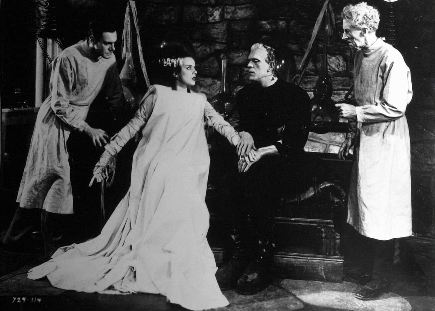 Boris Karloff And Elsa Lanchester In 'The Bride Of Frankenstein', 1935.