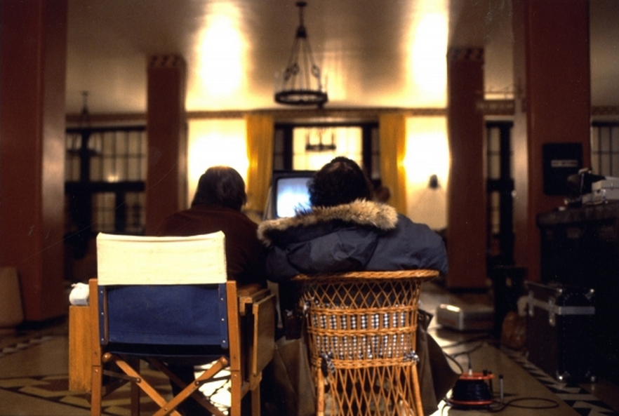 Jack Nicholson And Stanley Kubrick Watching Video Playback.