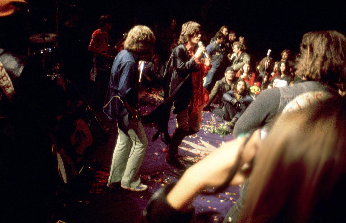 The Rolling Stones Performing As The Hells Angels Guard The Stage At The Altamont Free Concert, 1969.