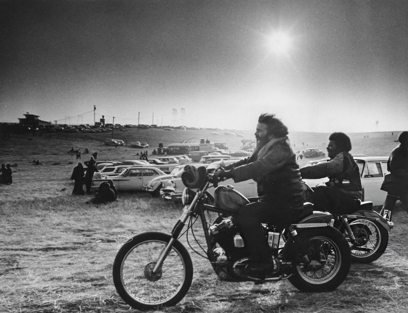 Concertgoers Arrive At Altamont Speedway For The Altamont Free Concert, 1969.