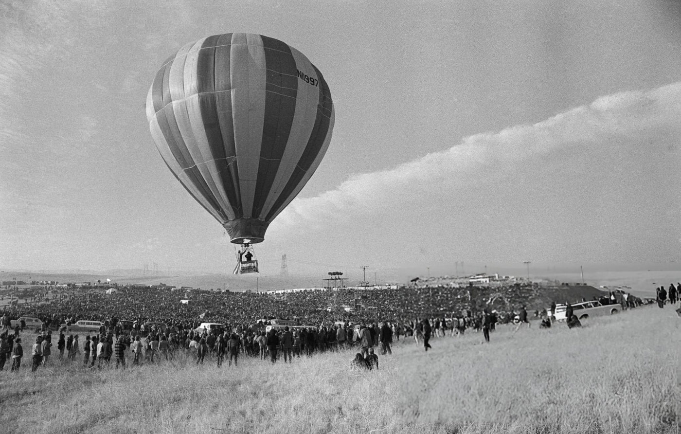A Hot Air Balloon Rising Over The Crowd At The Altamont Free Concert, 1969.