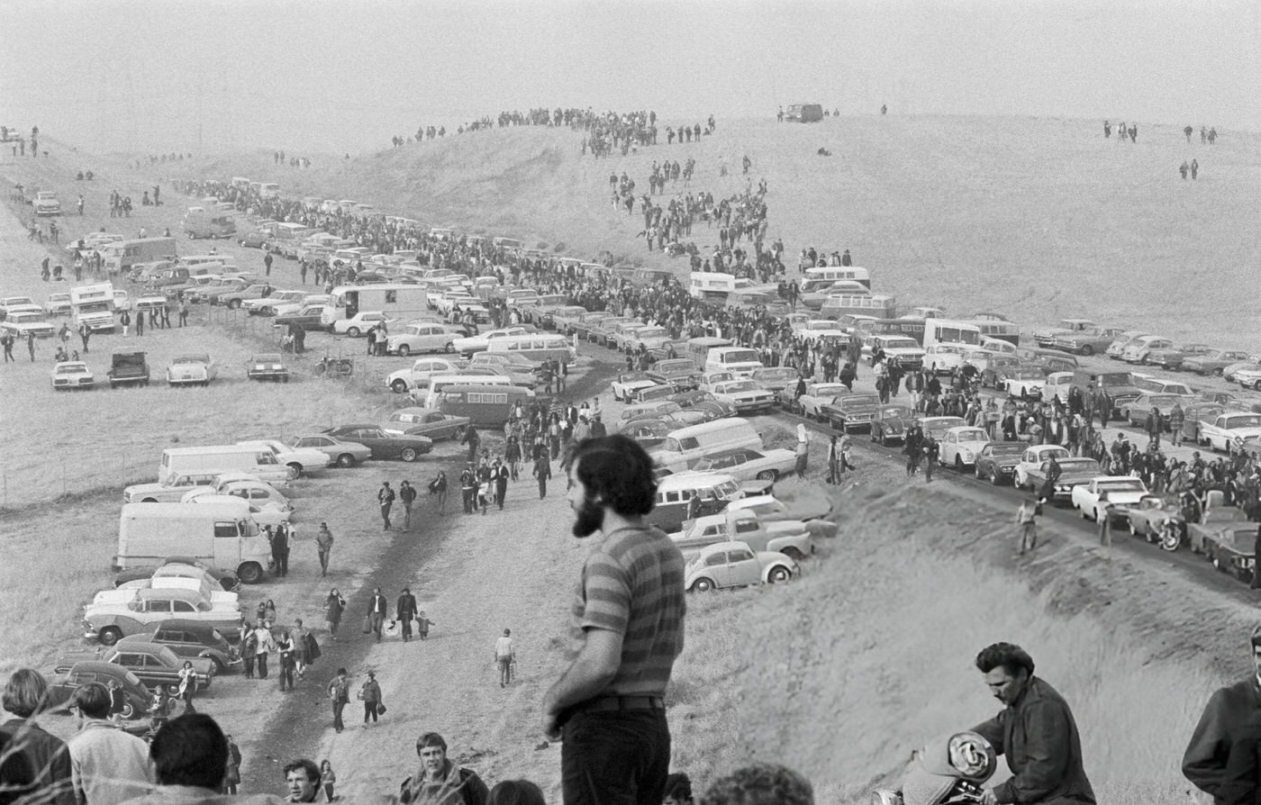 People Arriving At The Altamont Free Concert, 1969.