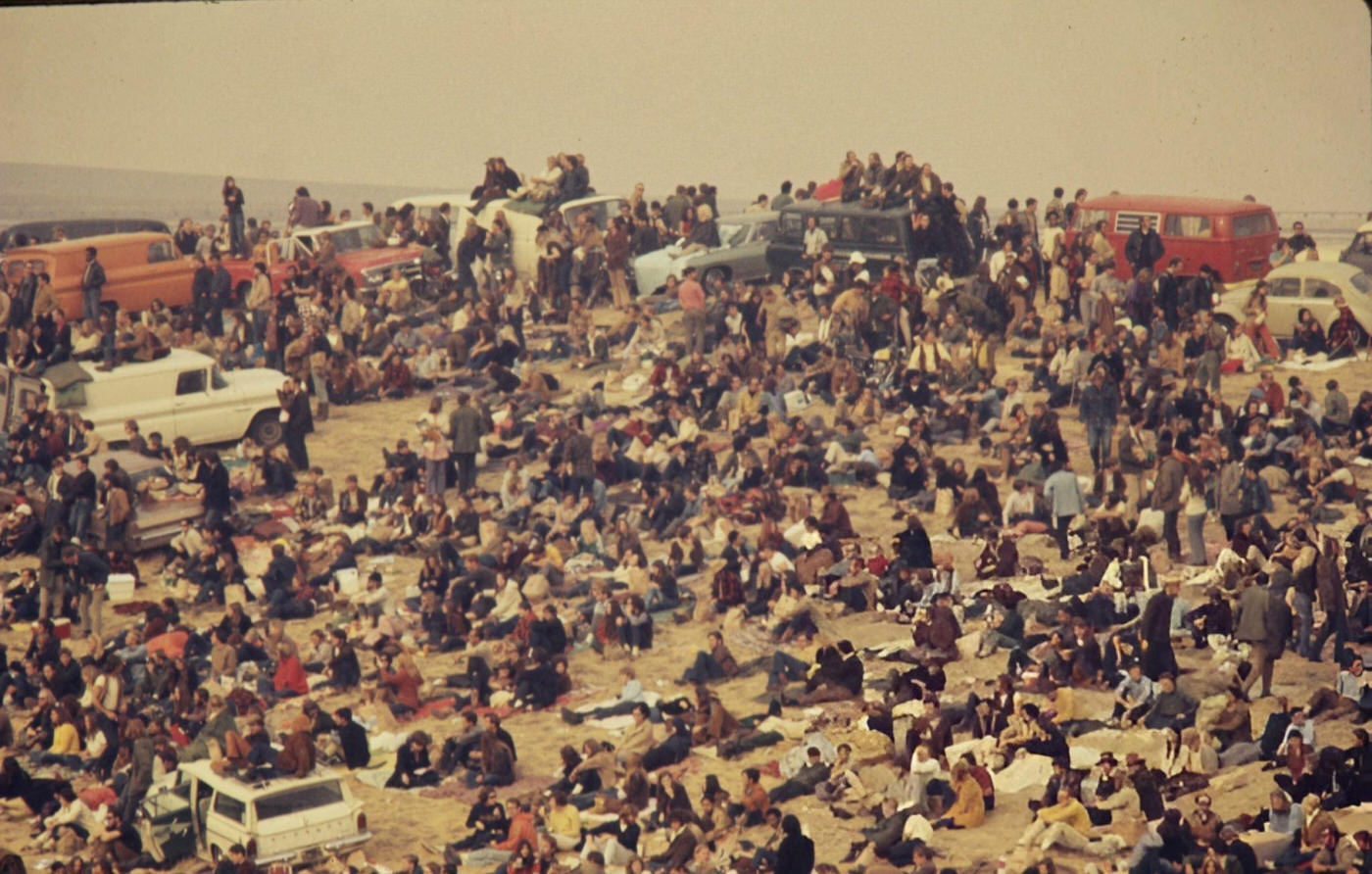 The Audience Covering The Hillside At The Altamont Free Concert, 1969.