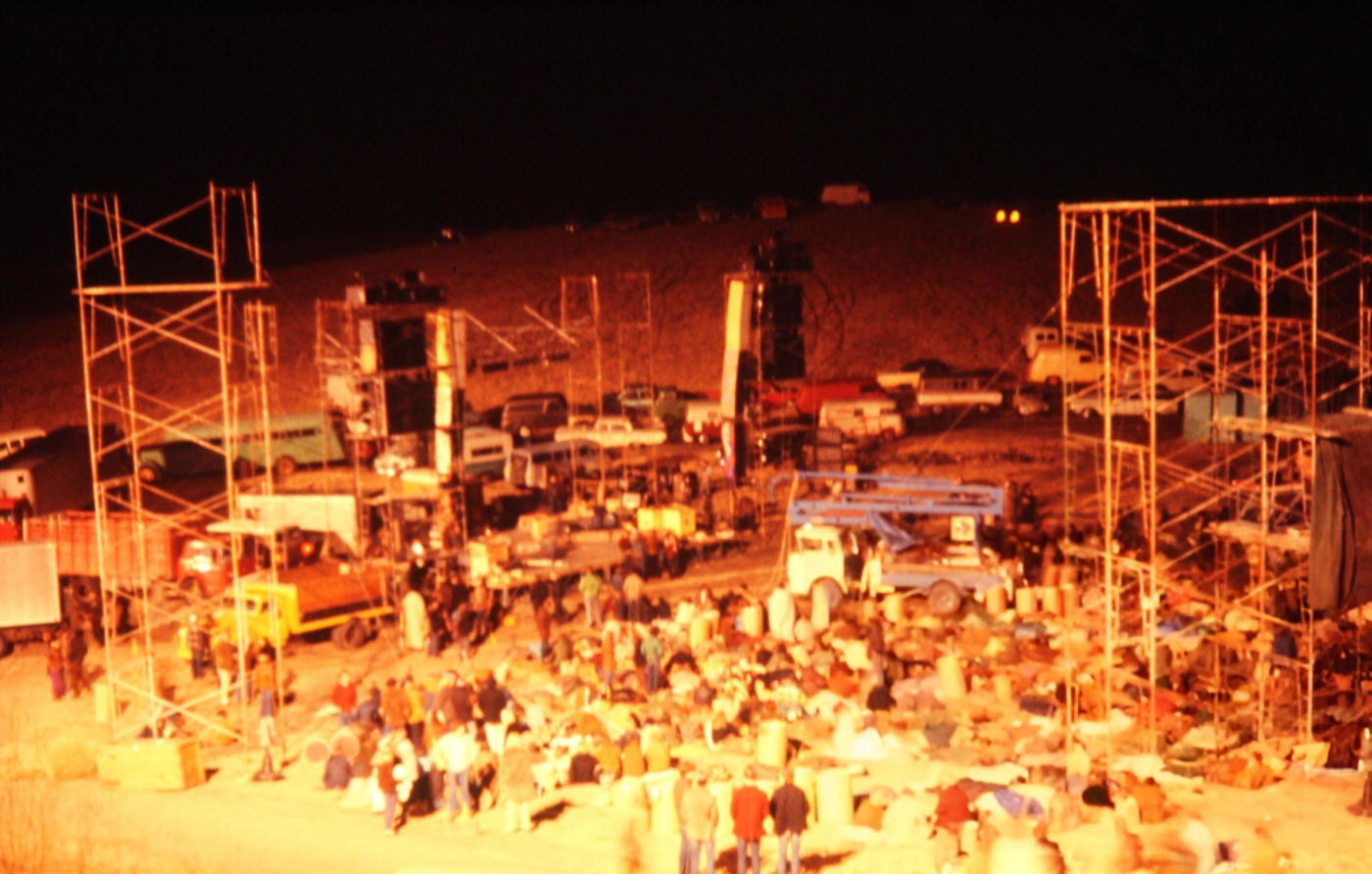 Stage And Sound Towers Being Constructed Before The Altamont Free Concert, 1969.
