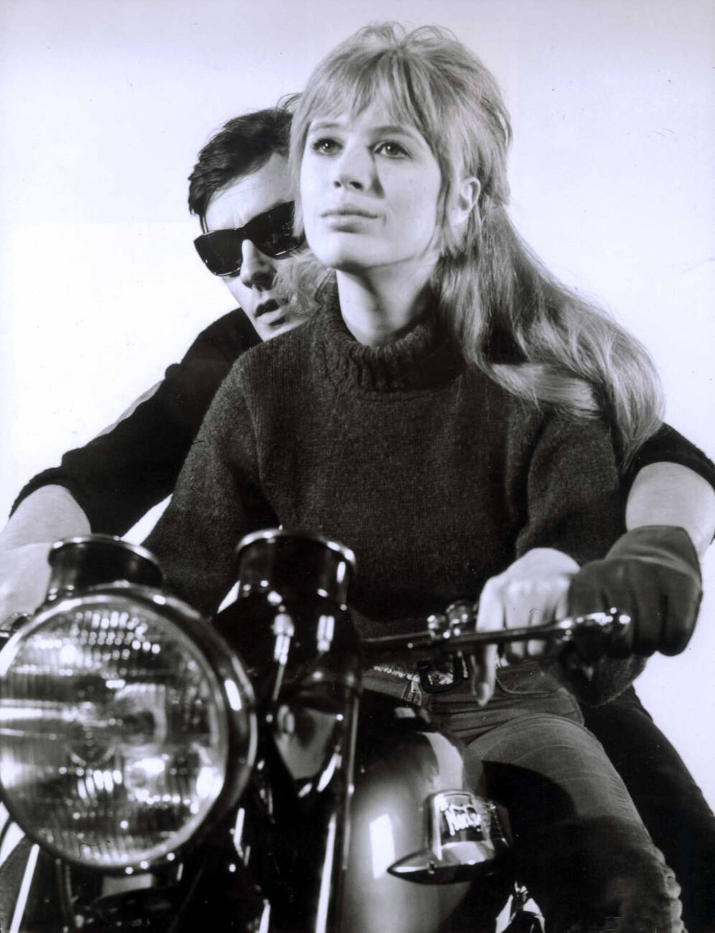 Alain Delon And Marianne Faithfull In Girl On A Motorcycle, 1968.