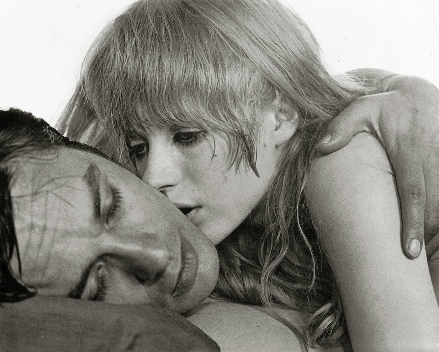 Alain Delon And Marianne Faithfull In The Girl On A Motorcycle, 1968.