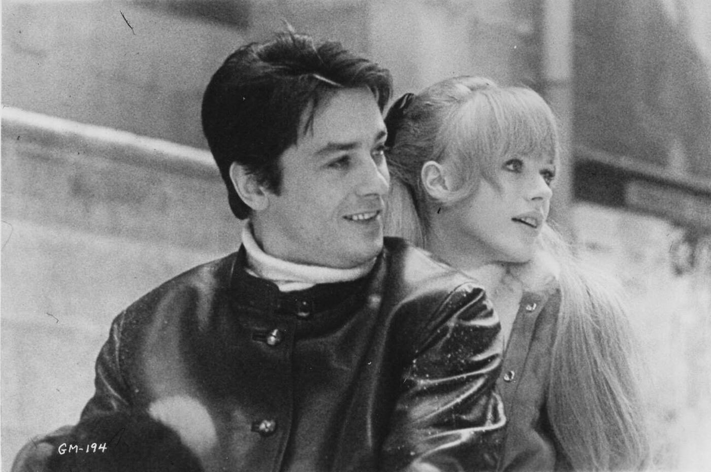 Alain Delon And Marianne Faithfull In The Girl On A Motorcycle, 1968.