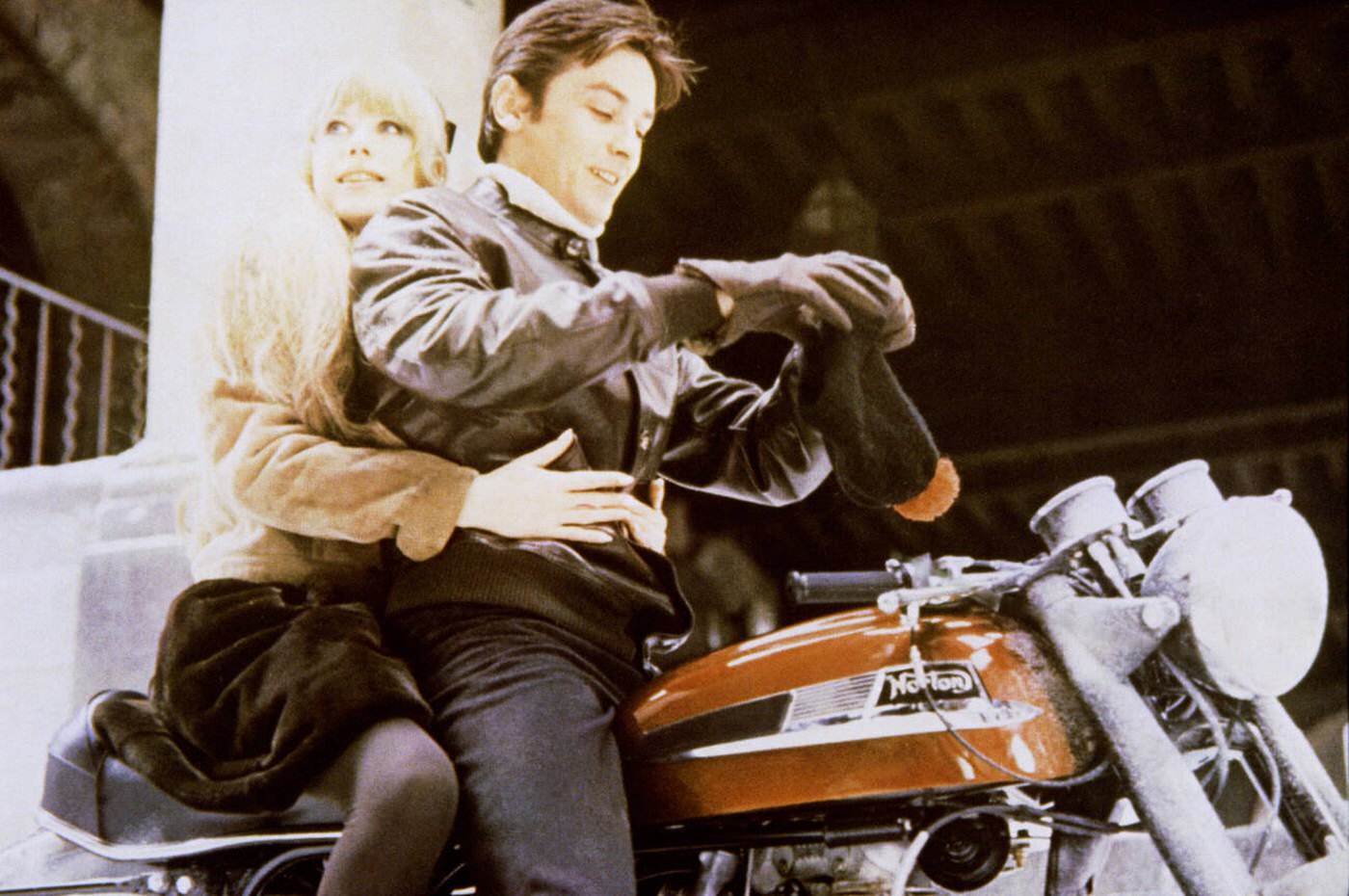 Marianne Faithfull And Alain Delon In The Girl On A Motorcycle, 1968.