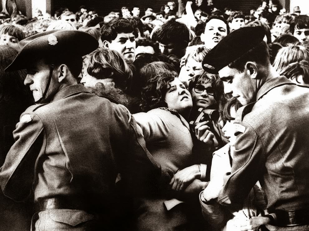 Two Australian Soldiers Link Arms To Control A Section Of The Crowd Outside The Southern Cross Hotel In Melbourne On The Arrival Of The Beatles, June 14, 1964.
