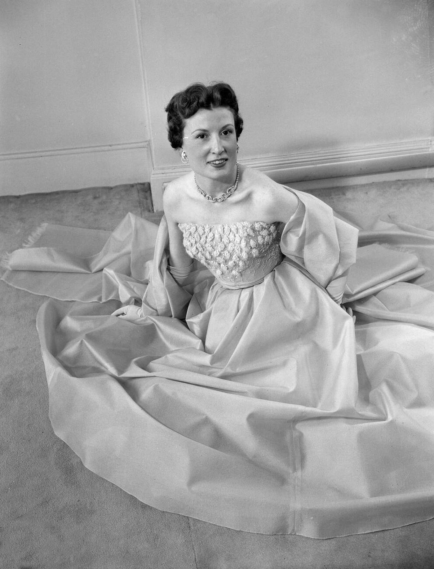 This Gown, Called Lilas, Is A Lilac Crystal Organza Evening Dress, With Diamante And Matching Lilac Angora Trimming, Exhibited By Christian Dior At The Mid Summer Collection Of Cd Model Ltd, London, 1954.