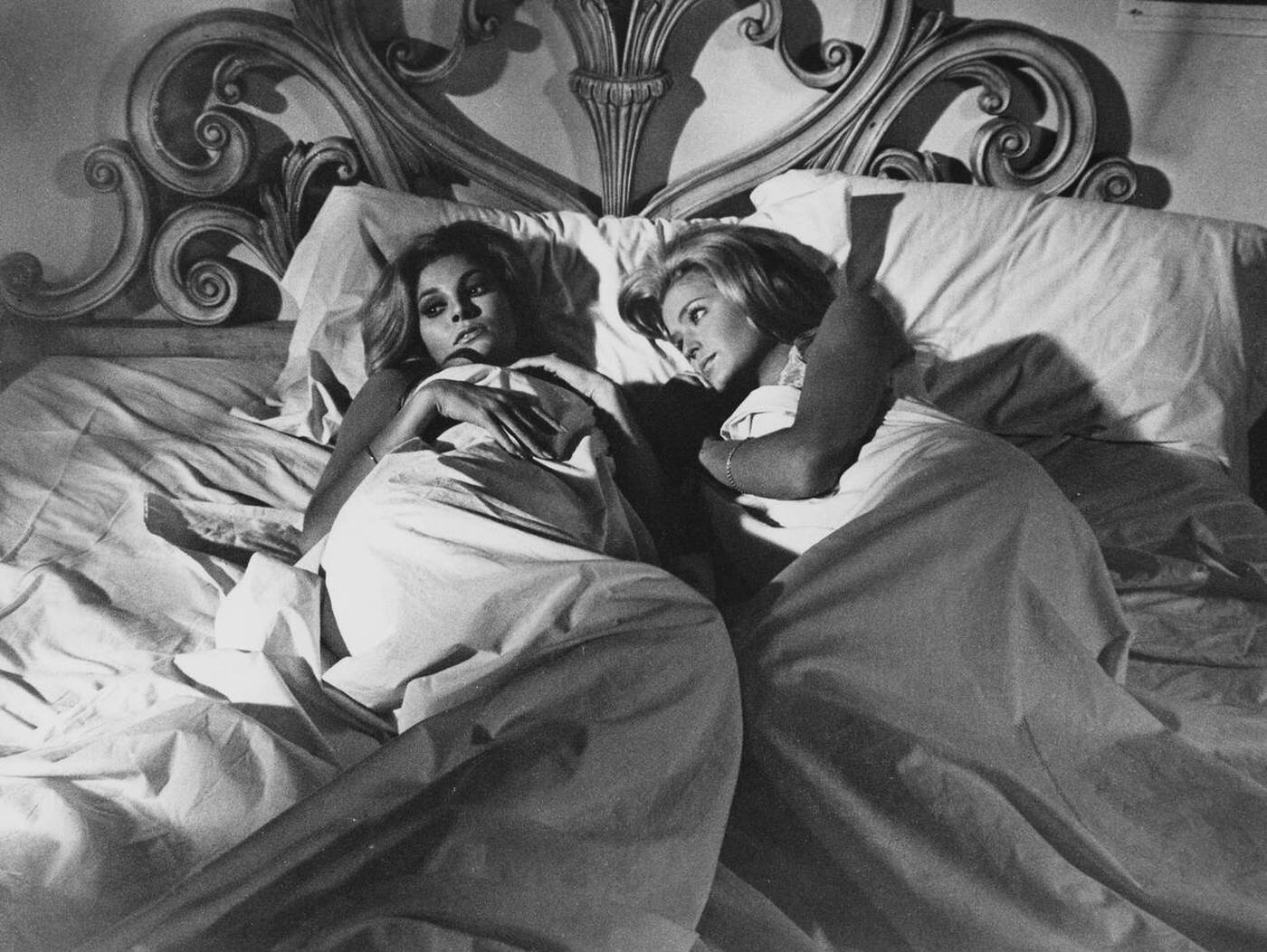 Raquel Welch And Farrah Fawcett In Myra Breckinridge, 1970.