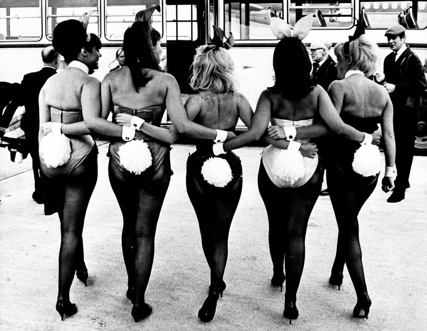 Five British Bunny Girls Arrive Back At London Airport After Spending 6 Months Training At The Playboy Organization Headquarters In Chicago, And Will Act As Hostesses At Europe'S First Playboy Club, In Park-Lane, London, 1966.