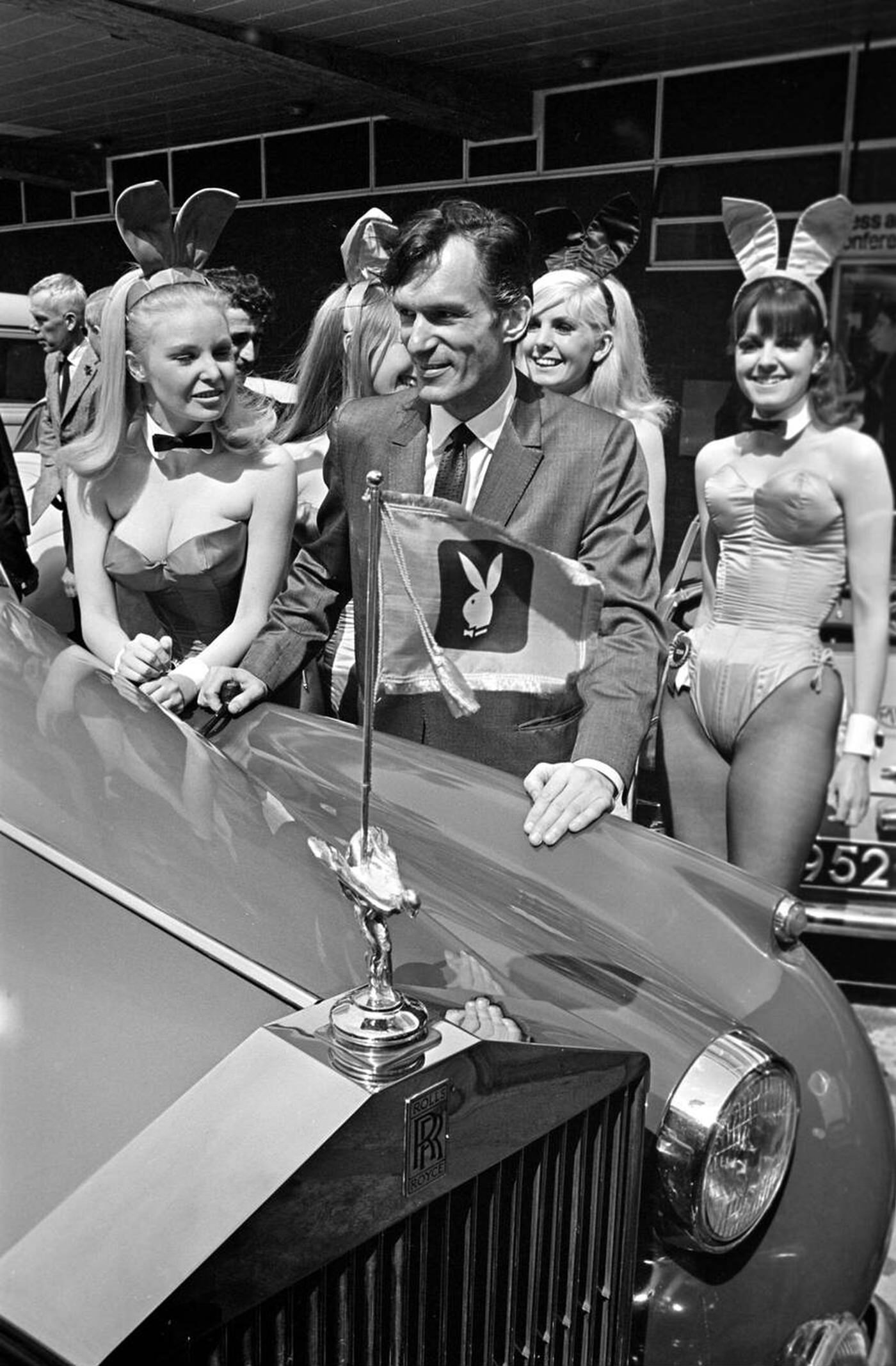 Hugh Hefner Is Pictured Entering A Rolls Royce Following His Arrival At London Airport To Attend The Opening Of His Playboy Club In London'S Mayfair, 1966.