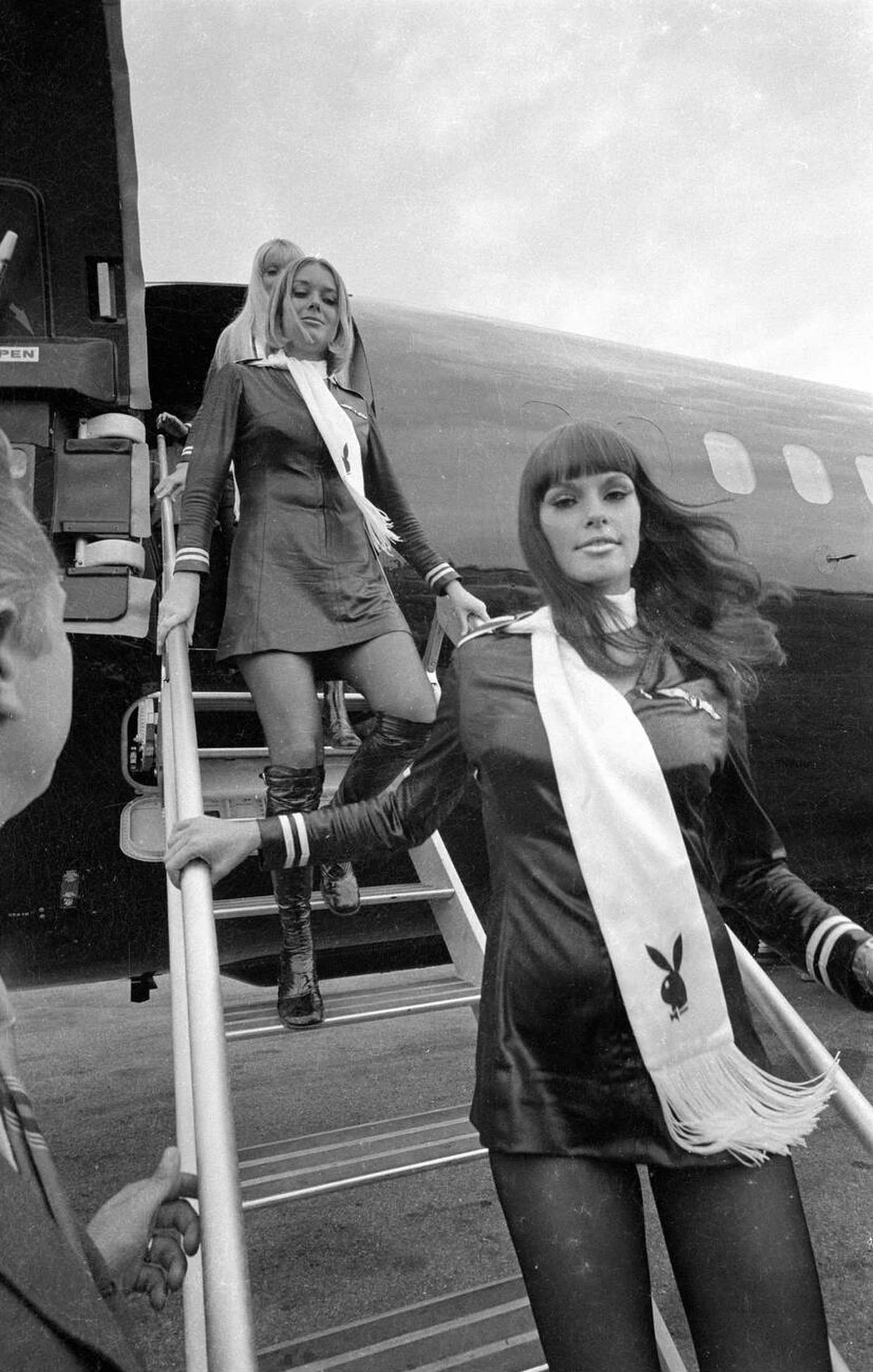 Playboy Bunnies Leaving Hugh Hefner'S Private Plane, 1970.