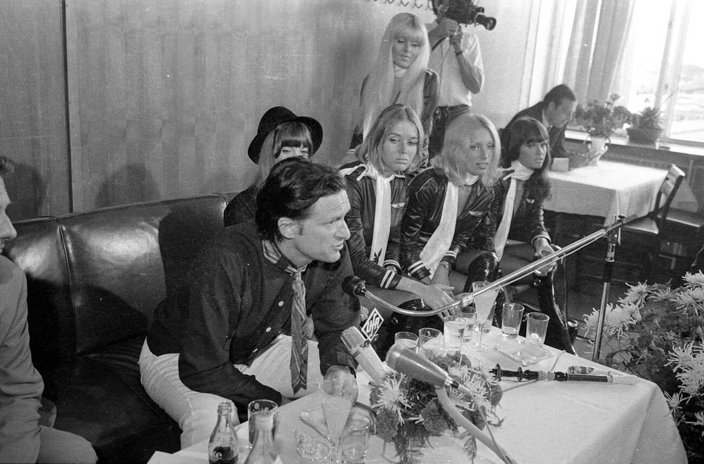 Hugh Hefner At A Press Conference In Munich, 1970.