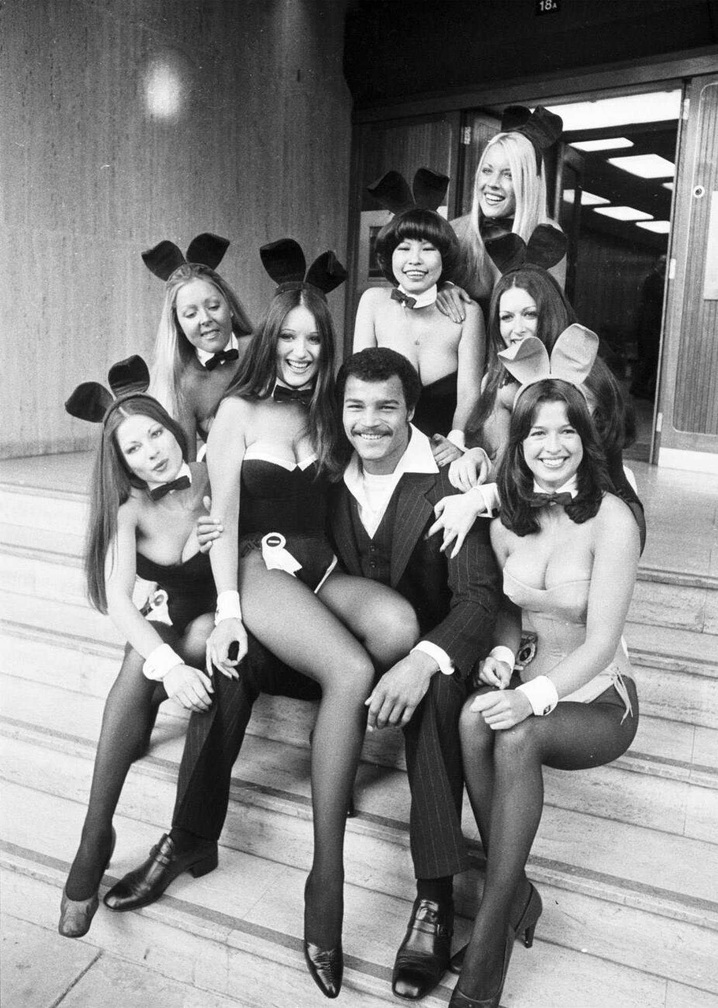 John Conteh Relaxing With London Playboy Club Bunnies In Park Lane A Day Before He Meets Jorge Ahumada For The World Light-Heavyweight Championship At Wembley, 1974.