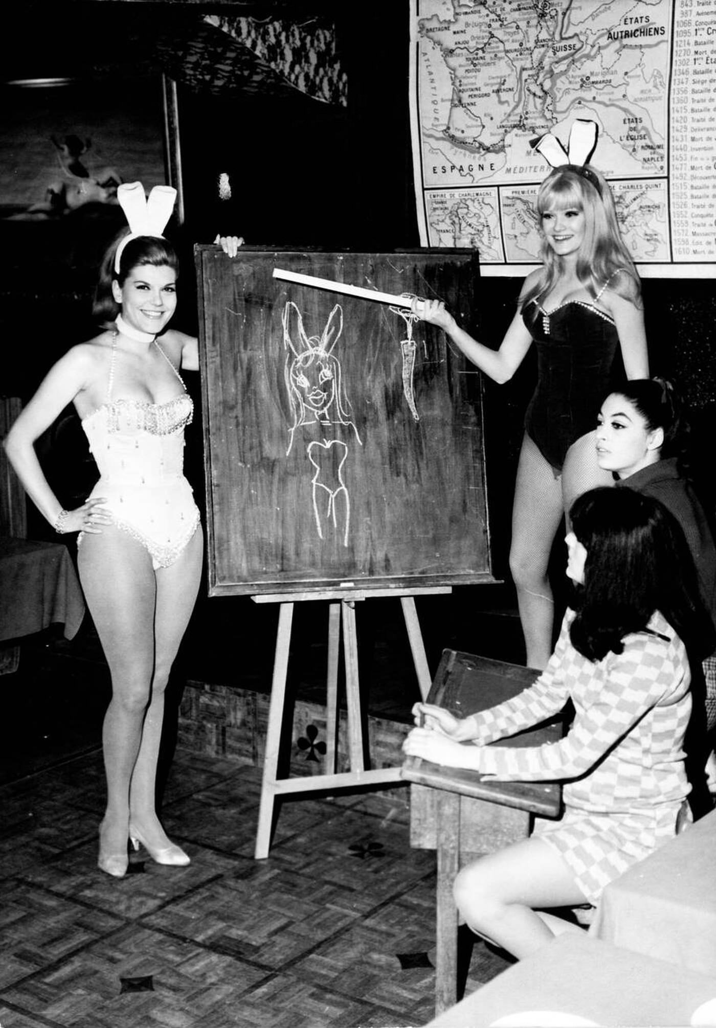 Playboy Bunnies Attending A Class At The Chicago, Illinois Bunny School, 1965.