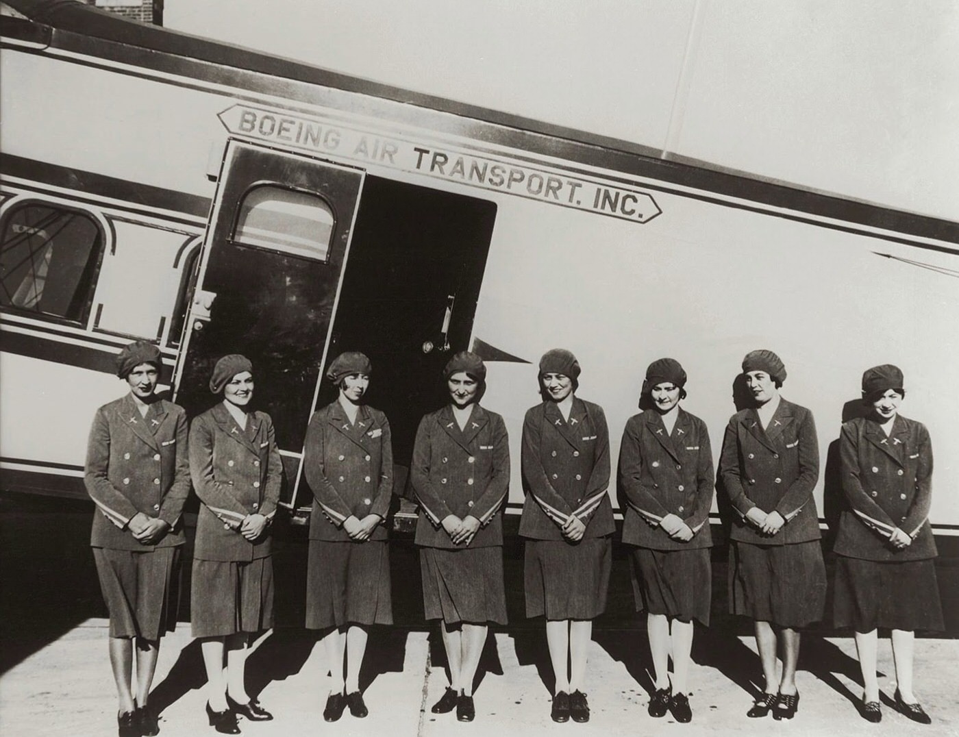 The Airline Industry'S First Stewardesses Ready For Inspection For Boeing Air Transport, 1930.