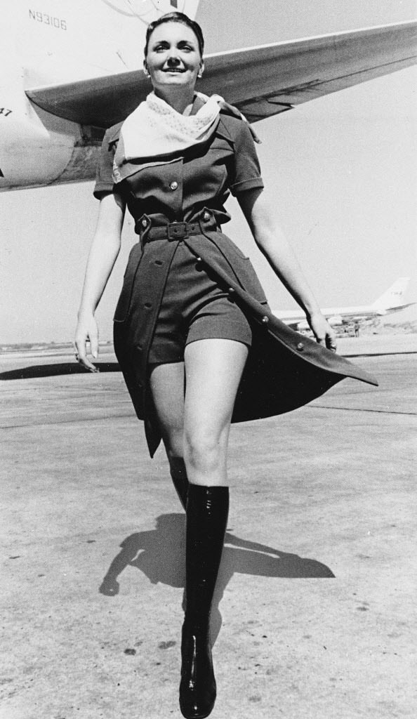 A Uniform For Twa Stewardesses Was Made Up Of &Amp;Quot;Mini-Pants&Amp;Quot; Worn With A Safari Shirt Dress, 1971.