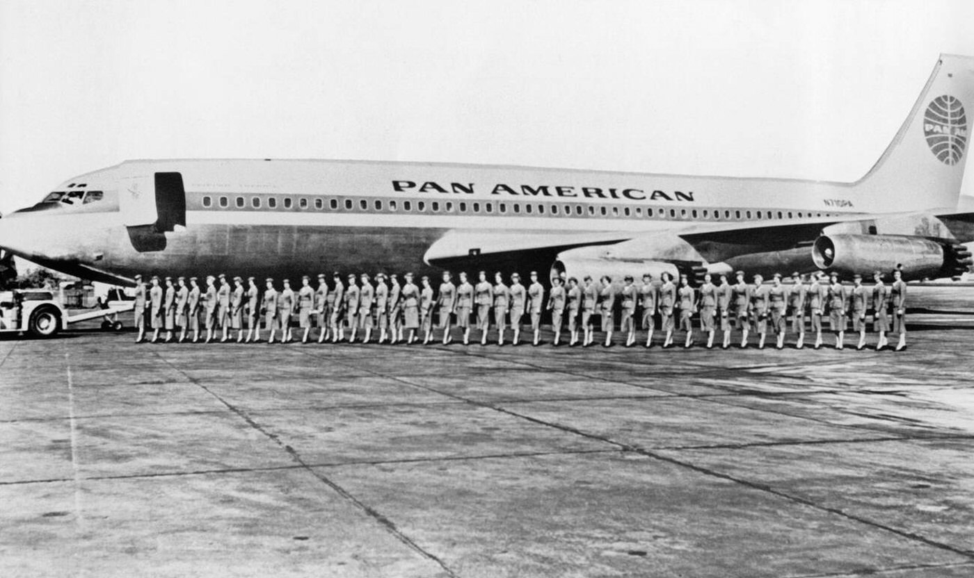The 45-Person Crew Of A Boeing 707 Of The Pan Am, 1958.